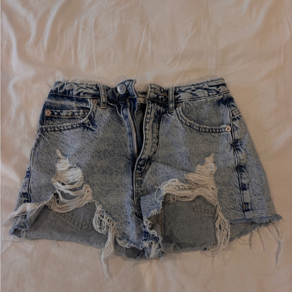 Garage Light Blue Distressed Denim Shorts